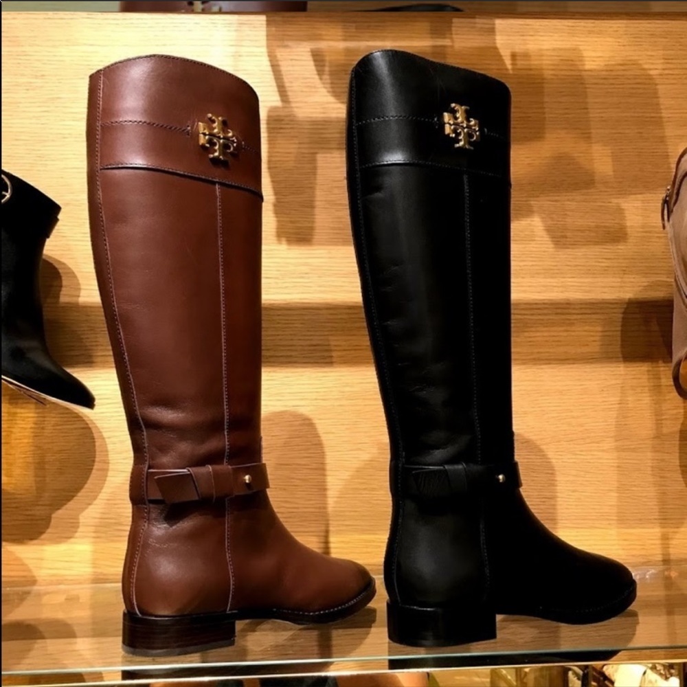 Tory Burch new Everly boots in black and almond.